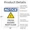Signmission Crush Hazard Keep Clear OSHA Notice Sign, Aluminum, 18in W x 24in L, 2PK OS-2PACK-NS-A-1824-V-10848 - alternate 5